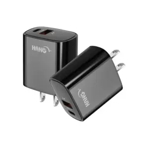 HANG C62 22W PD+QC 雙口多兼容快充 超快充電器[黑色款]