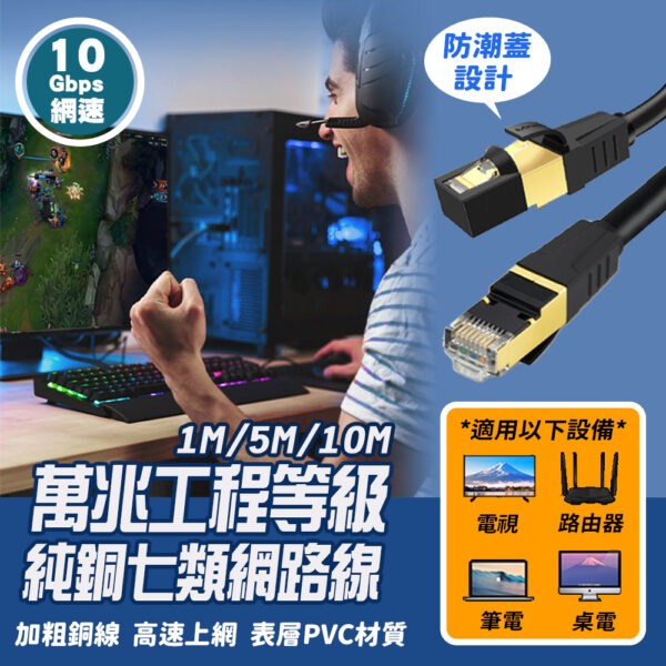 萬兆純銅七類網線(1m/5m/10m)