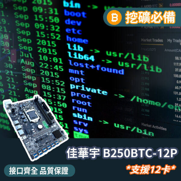 挖礦必備 佳華宇B250BTC-12P 主機板