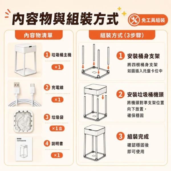 12 LC 全自動組裝式打包垃圾桶 D01 Lite 30L(有蓋版)|透明機身,垃圾量一眼可見