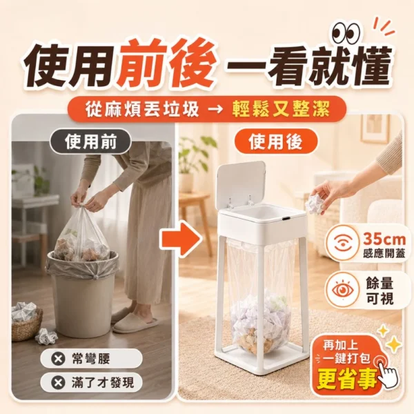4 LC 全自動組裝式打包垃圾桶 D01 Lite 30L(有蓋版)|透明機身,垃圾量一眼可見